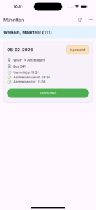 Planning overzicht chauffeur